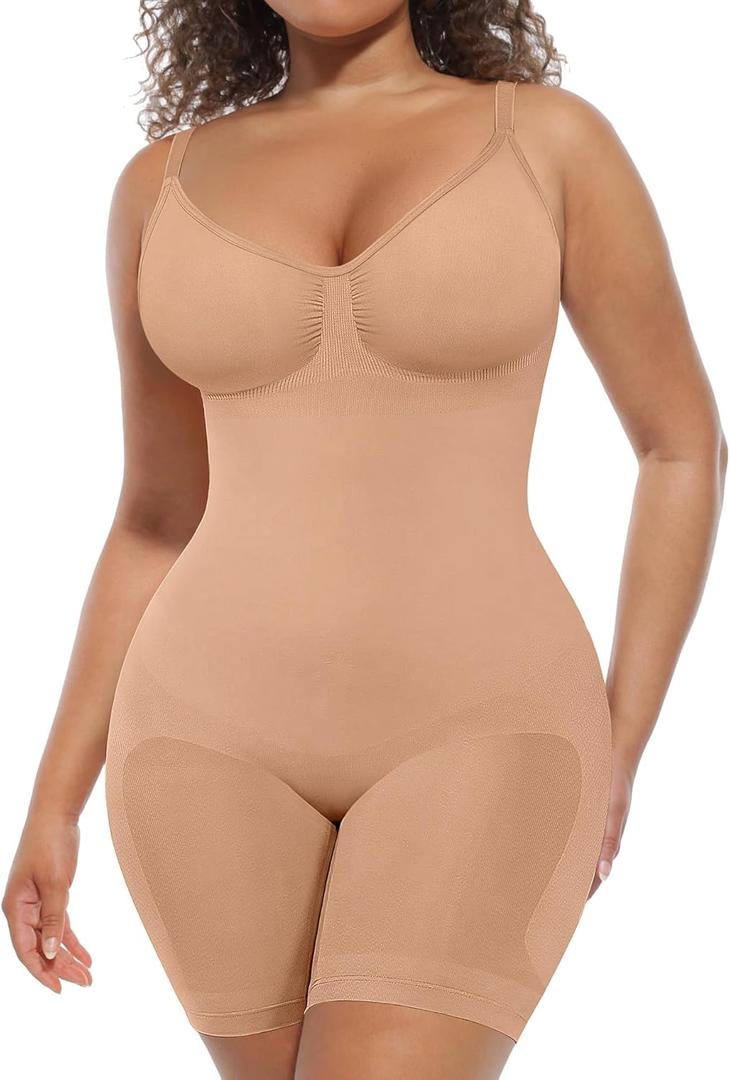 FeelinGirl Shapewear Tummy Control Seamless Bodysuit Hip Enhancer Body Shaper for Women (X-Large-XX-Large, Nude)