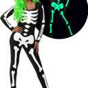 Morph - Glow In Dark Skeleton Costume Women - Womens Skeleton Costume Bodysuit - Halloween Skeleton Costume Women - Woman's Skeleton Costume - Adult Women Skeleton Costume (Size L)