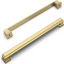 Amerdeco 10 Pack Brushed Gold Cabinet Pulls 10 Inch(256mm) Hole Center Gold Kitchen Cabinet Handles Cabinet Hardware for Bathroom Drawer Pulls ZH0001 (10"/256MM Hole Center)