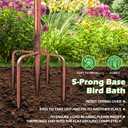 Fivolan Metal Bird Baths for Outside, Birdbaths for Outdoors with Deep Bowl, 5 Prong Stake Large Capacity Hummingbird Freestanding Birdfeeders Patio Garden Yard Lawn Decor Bird Feeders Bowls-13x13x35