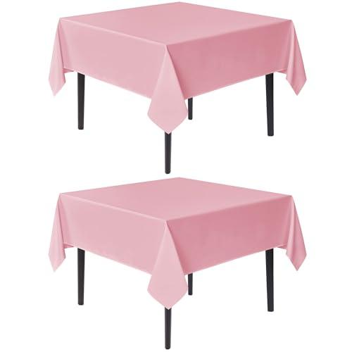 sancua Square Tablecloths 54x54 Inch, 1 Pack - Pink Fabric Table Cloth for Square or Round Tables, Washable Polyester Table Cover for Dinner, Holiday Party, Decorative Display Tables
