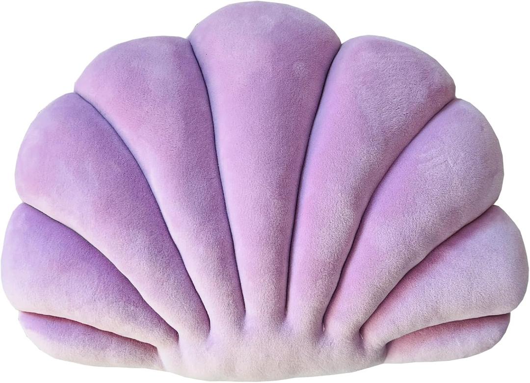 YRXRUS Shell Throw Pillows, Light Purple Shell Shaped Pillow, Small Cute Seashell Decorative Pillow Ocean Series Cushion for Bedroom Living Kids Room Gifts Pillow 11 X 8 Inch