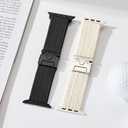 2 x Braided Stretchy Solo Loop Compatible for Apple Watch Ultra 2 Band 49mm 46mm 45mm 44mm 42mm 41mm 40mm 38mm Men Women, Nylon Sport Bands with Parachute Buckle for iWatch Series 11 10 9 8 7 6 SE 5 4 3 (Black/Starlight)