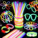 BUDI 467Pcs Glow Sticks Party Favors for Kids Adults 200 GlowSticks Bulk 8 Colors 8 Inch & 267 Connectors for Glow in the dark Necklace Bracelets Glasses Party Supplies Neon 4th of July Accessories