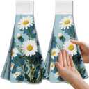 CUTHOLLOW Daisies Flowers Hanging Kitchen Towels with Loop, Set of 2 - Soft & Super Absorbent Microfiber Decorative Hanging Dish & Hand Towel, Tea, Coffee Towel for Kitchen Bathroom Oven Handle
