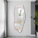 POZINO Irregular Mirror, 47"x20" Large Asymmetrical Wall Mirror, Funky Frameless Mirror Decor, Organic Shaped Mirrors for Bathroom Living Room Bedroom Entryway, Hangs Vertically or Horizontally
