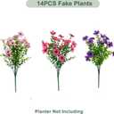 trytuny Artificial Flowers for Outdoor, UV Resistant Fake Silk Flowers, Realistic Faux Plants for Outside Indoor Porch Patio Window Box Planter Home Decor (14, Purple Rosy Pink)