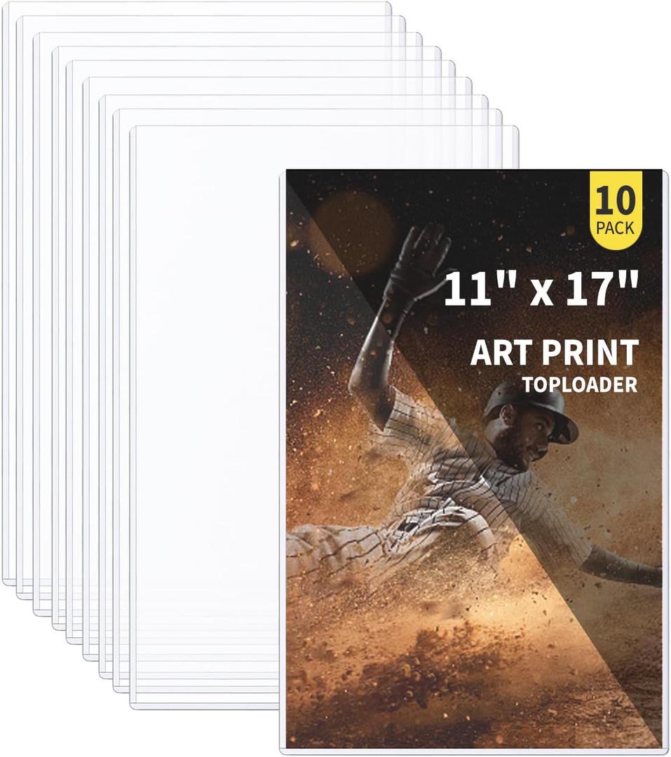 10-Pack 11 x 17 Inch Art-Print-Toploaders - Premium Art Print Topload Holders, Crystal Clear Art Print Top loaders, Hard Plastic Sheet Protectors for Photographs, Lithographs, Artworks, Collectibles