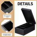 Henoyso 5 x 8 Inch Index Card Holder Set, Bamboo Organizer Box with 50 Dividers & 2 Sheets Alphabet Number Stickers File Note Holders, Holds 1200 Cards for Office Business Home Kitchen, Black