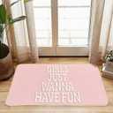 Pink Welcome Mat Bath Mats Gifts for Teen Girls, Front Door Mat for Home Kitchen Bathroom, Indoor Entrance Doormats, Girls Just Wanna Have Fun 30 x 16 Inch
