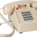 Sangyn Retro Landline Phone Classic 2500 Analog Desk Phone with Indicator Mechanical Ringer Vintage Corded Telephone Old Phone for Home School Hotel Office (Beige)