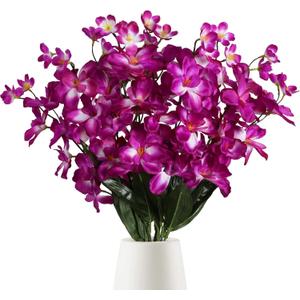 Orchids Artificial Flowers 10 PCS Fake Orchid Silk Flowers 27 Inches Faux Orchid Artificial Orchid Artificial Flowers for Decoration for Wedding Dinning Home Restaurant (Fuchsia)