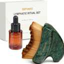 Lymphatic Contour Face Brush Set with Gua Sha Face Oil, Dual-Ended Dry Brush+Jade Gua Sha Edge, 0.075mm Ultra-Soft Bristles Gua Sha Facial Tools, for Lymphatic Drainage, De-Puff, Sculpt, Smooth & Glow