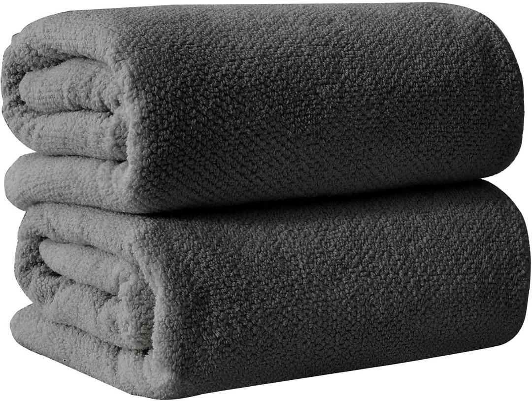 Dark Grey Bath Sheets - 100% Cotton Oversized 2 Pack 68x35 Extra Large Towel Set - Absorbent, Quick-Drying, Durable Oversized Bath Towel for Bathroom Dcor (09 Midnight)