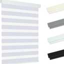 Allesin zen Cordless Zebra Blinds 27" W x 48" H White, Dual Layer Day and Night Shades, Room Darkening Blackout & UV Protection, Child & Pet Safe, Easy Install, Home Office Window Treatment