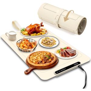 Food Warming Mat,Electric Warming Tray Food Warmer with Adjustable Temperature,Rollable Potable Silicone Heating Mat for Food,Versatile Kitchen Gadgets Home Essentials for Buffet Party Gathering