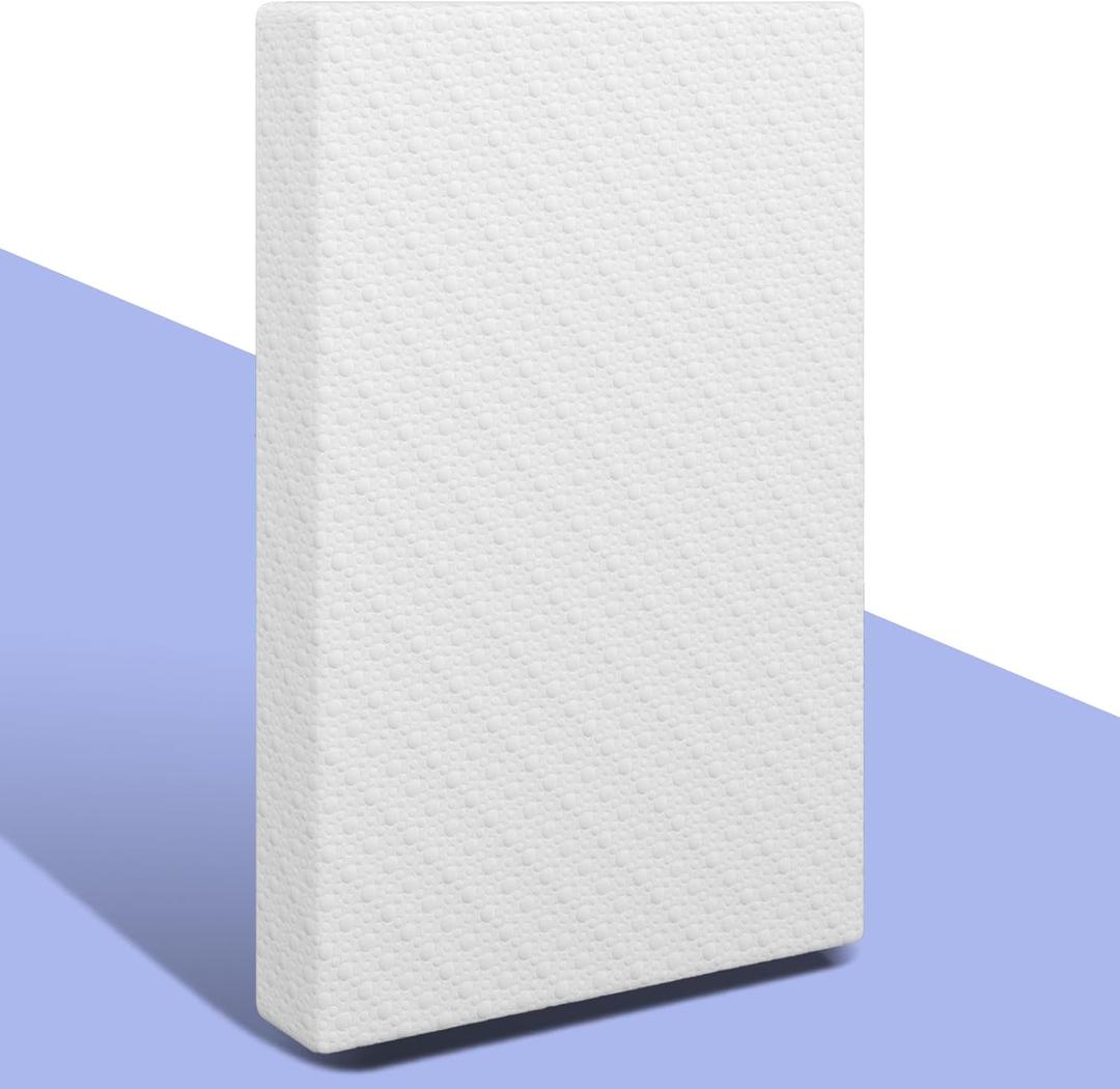 3" Mini Crib Mattress, 38" x24" Premium Foam, Waterproof Soft Outer Cover, fits Most Mini Crib Bed, White