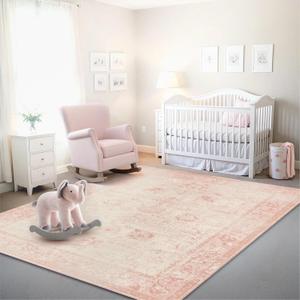 Istana 8x10 Area Rug - Pink 8x10 Rugs for Living Room - Foldable Rugs for Bedroom - Stain Resistant Washable Rug - Eco-Friendly Area Rugs - Easy to Clean Living Room Rug