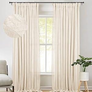 zeerobee Linen Curtains for Living Room/ Bedroom 120 Inches Long 2 Panels Set, Light Filtering Linen Drapes, Textured Natural Light Reducing Privacy Curtains, W50 x L120, Beige