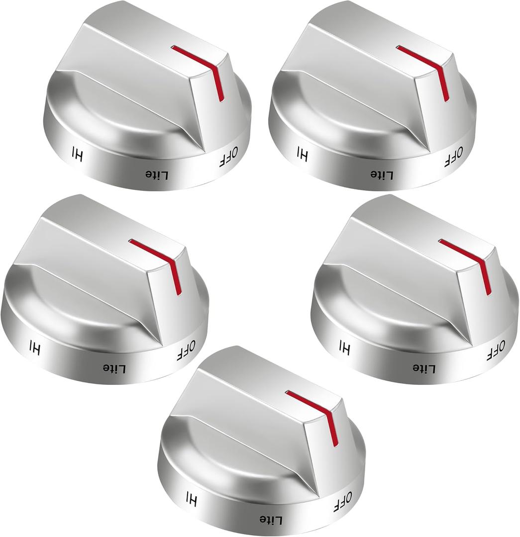 Sikawai DG94-03500A/Z Fit for Samsung Stove Knob, DG94-03500V DG94-03500W- Designed Specifically for Samsung Stove Models: NE63T8111SS NE63T8311SS NE63T8751SS NE63T8711SS (5pcks) (Silver)