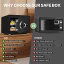 Safe for Home, 1.0 Cubic Feet Small Safe with Removable Shelf, Alarm System, Digital Electronic Security Money Box for Cash, Document, Home, Office, Hotel Use, Black, 9.84"D x 13.78"W x 9.84"H