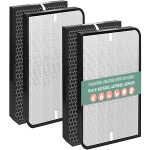 AD5500 Replacement Filter Cmpatible with Air Purifiers 5500 and 5000, With 2 Premium White Filters+ 2 Activated Carbon Filters, ADF5006, ADF5005, ADF5001