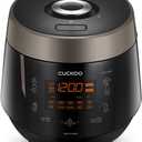 CUCKOO High Pressure Rice Cooker 10-Cup Uncooked / 20-Cup Cooked with Nonstick Inner Pot, Large Rice Maker with 13 Menu Options and Steam Plate, Fuzzy Logic Tech, Voice Guide, Black (CRP-P1009SB)