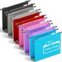 Ansook Plastic Hanging File Folders Letter Size,Upgrade 2" Extra Capacity Expanding Hanging Folders with Tabs,12 Pack Reinforce File Cabinet Folders,Heavy Duty Color Hanging Organizer for Bulky Files