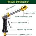 Upgrade Water Hose Nozzle Long Rod Garden Hose Nozzle Heavy Duty Metal Brass Sprayer 360 Rotaing Spray Gun for Car Wash, Plants and Lawn,Patio Gardening, Pets Shower Hose Nozzle + Quick Connector