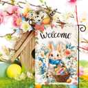 3 x Welcome Easter Garden Flag Seasonal Garden Flags Easter egg bunny garden flag Flower rabbit easter garden flag 12x18 double sided outdoor Welcome Yard Outdoor Flag