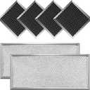 Fits for Whirlpool W10208631A Microwave Grease Filter - Approx 13" x 6" (2-Pack) & 8206230A Microwave Charcoal Filter by AMI PARTS (4-Pack)