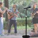 Mic Stand Floor Microphone Stand with Heavy Weighted Base, Adjustable Height from 18" to 63", Singing Stand with Mic Holder, Cable Clips (Black)