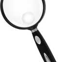 Feosky Handheld Reading Magnifier, 10X Magnifier, 75mm Shatterproof Lens, Non-Slip Handle for Adults Close Work, Seniors Reading and Nature Exploration, Hobby Observation (Silver)