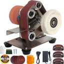 Mini Belt Sander, Electric Small Sander Knife Making Supplies, 7 Adjustable Speed Electric Knife Sharpener, Power Belt Grinder for Woodworking, Metal Working DIY (Multi-Function Belt Sander)