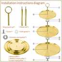 LIAISIMI 3 Tier Gold Metal Cupcake Stand Holder,Stainless Steel Cup Cake Stand Tower with Tiered Serving Tray and Base for Parties,Weddings,Birthdays and Any Festivals and Celebrations(2-Pack)