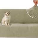Stretch Sofa Covers for 3 Cushion Couch, Sofa Covers for Pets Washable Sofa Protector, 3 Seat Couch Slipcover with Non-Slip Elastic Bottom for Dogs (Sofa 73"-85", Khaki)