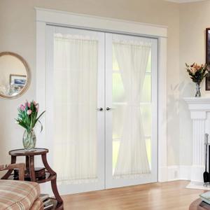 MIULEE 2 Panels Sidelight Curtains for French Door Sheer Panels Light Filtering Window Treatment for Narrow Door 40 x 72 Inches with Tieback - 2 Panels, Ivory (40"W x 72"L (Pack of 2))