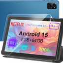 10 inch Android Tablet: Octa-Core, 7000mAh, with Stand Case, IPS HD Display, Wi-Fi 6, OTG, Metal Body  Fast & Portable Tablet for Work & Entertainment, 2-Year Protection, 8GB RAM 64GB, Android 15