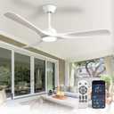 Depuley Ceiling Fan with Light and Remote: 52 Inch White 3 Blade Outdoor Fans for Patios - Dimmable Indoor Fan with Remote APP Control Ultra Quiet DC Motor Reversible 6 Speed Timer
