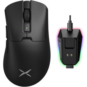 DeLUX M900PRO Wireless Gaming Mouse, 8000Hz Polling Rate, RGB Charging Dock, 63g Ergonomic Design, PAW3395 Sensor with 26000DPI, Programmable Buttons (Black)