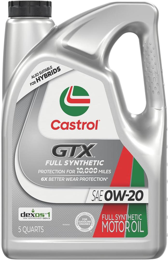 Castrol GTX Full Synthetic 0W-20 Motor Oil, 5 Quarts