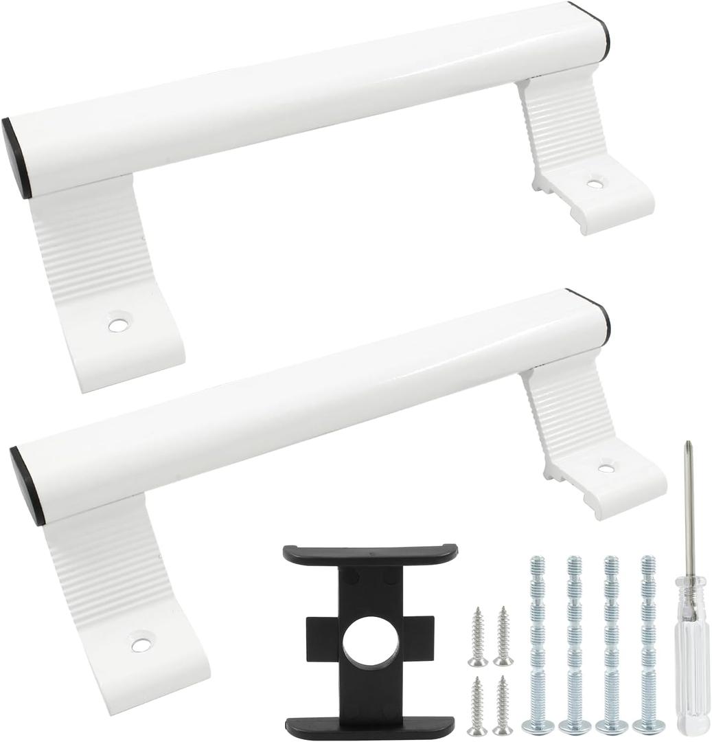 Biaungdo 2 Pcs Sliding Door Handle, White Aluminum Alloy Sliding Glass Door Pull Handle Metal Modern Patio Door Pull for Right/Left (6-5/8 in Mounting Holes)