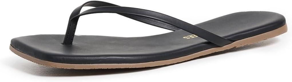 TKEES Women's Square Toe Gemma Slides (Black, M)