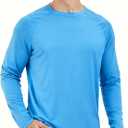 Men's UPF 50+ Sun Protection Beach Shirts Short Sleeve SPF UV Rash Guard Swim Quick Dry Water Swimming T-Shirts (Blue)