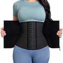 Waist Trainer for Women Latex Zipper Corset Sport Cincher Hourglass Body Shaper (3X-Large, Black-4hooks&zip)