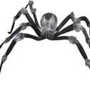 Jewel Eyed Spider Halloween Decoration, 39" Wide, Black with Posable Legs, Lightweight Foam and Fabric, Perfect for Indoor Haunted Displays