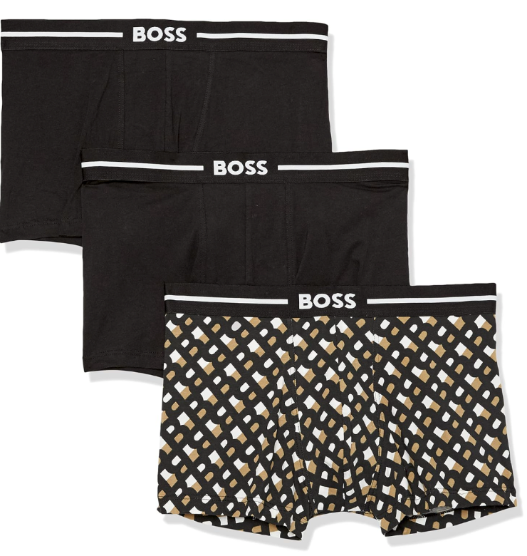 BOSS Men's 3-Pack Multi Design Bold Logo Trunks XL