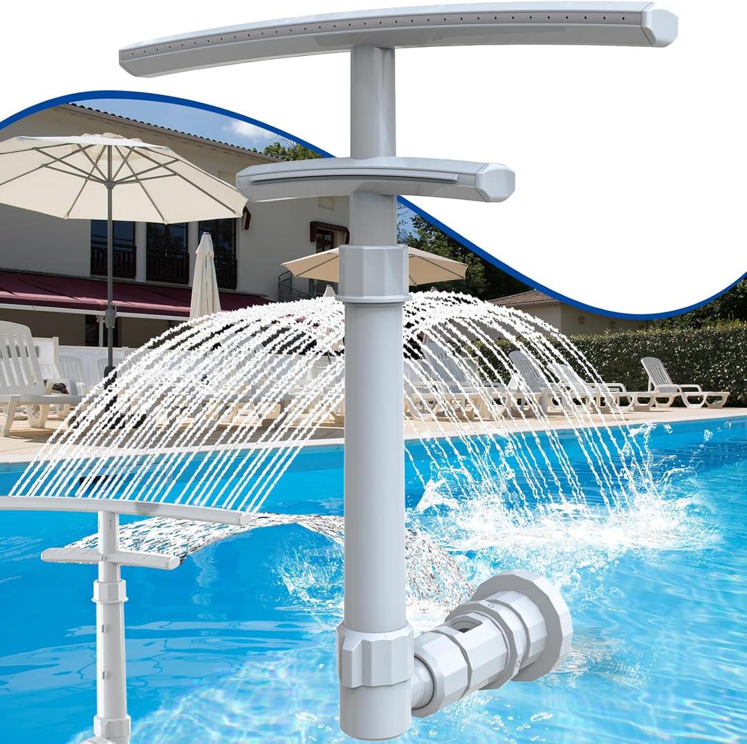 Pool Fountain for Above and Inground Pools, Dual-Layer Spray Pool Waterfall Sprinkler Chiller Aerator, Water Fountain Swimming Pool Accessories (for in-tex & Best-Way & Hay-Ward & Cole-Man) (1 PACK, Gray)