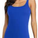 V FOR CITY Women's Cotton Tank Top with Shelf Bra Adjustable Wider Strap Camisole Basic Cami Tanks, Medium, Royal Blue 