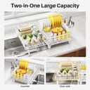 SNTD Dish Drying Rack - Extendable Dish Rack, Large Sink Drying Dish Drainer for Kitchen Counter, Stainless Steel Dish Strainer with Utensil Holder (White)